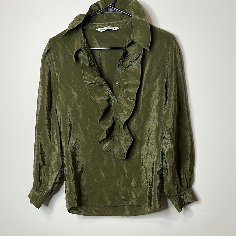 Zara Green Blouse with Elegant Design